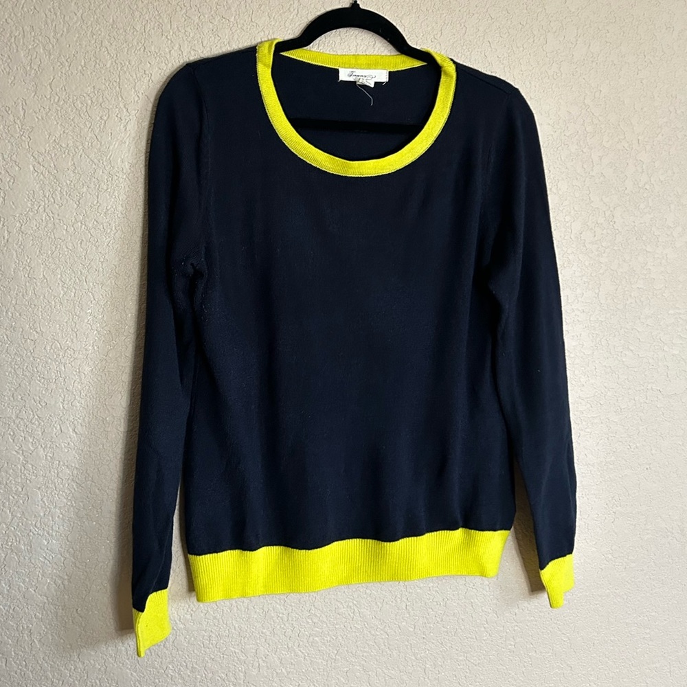 Navy Blue and Bright Yellow Medium Sweater